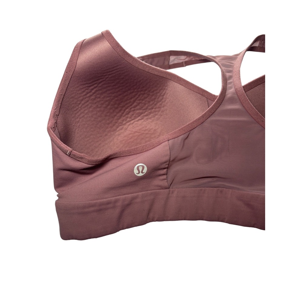 Lululemon Racerback Sports Bra Mauve Pink Size 10 Molded Cups Mesh Panel - Picture 4 of 6